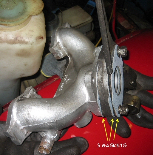 3 gaskets fitted to inlet manifold