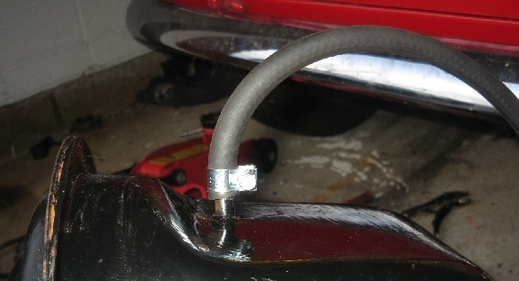 fitting new flexible hose to petrol tank